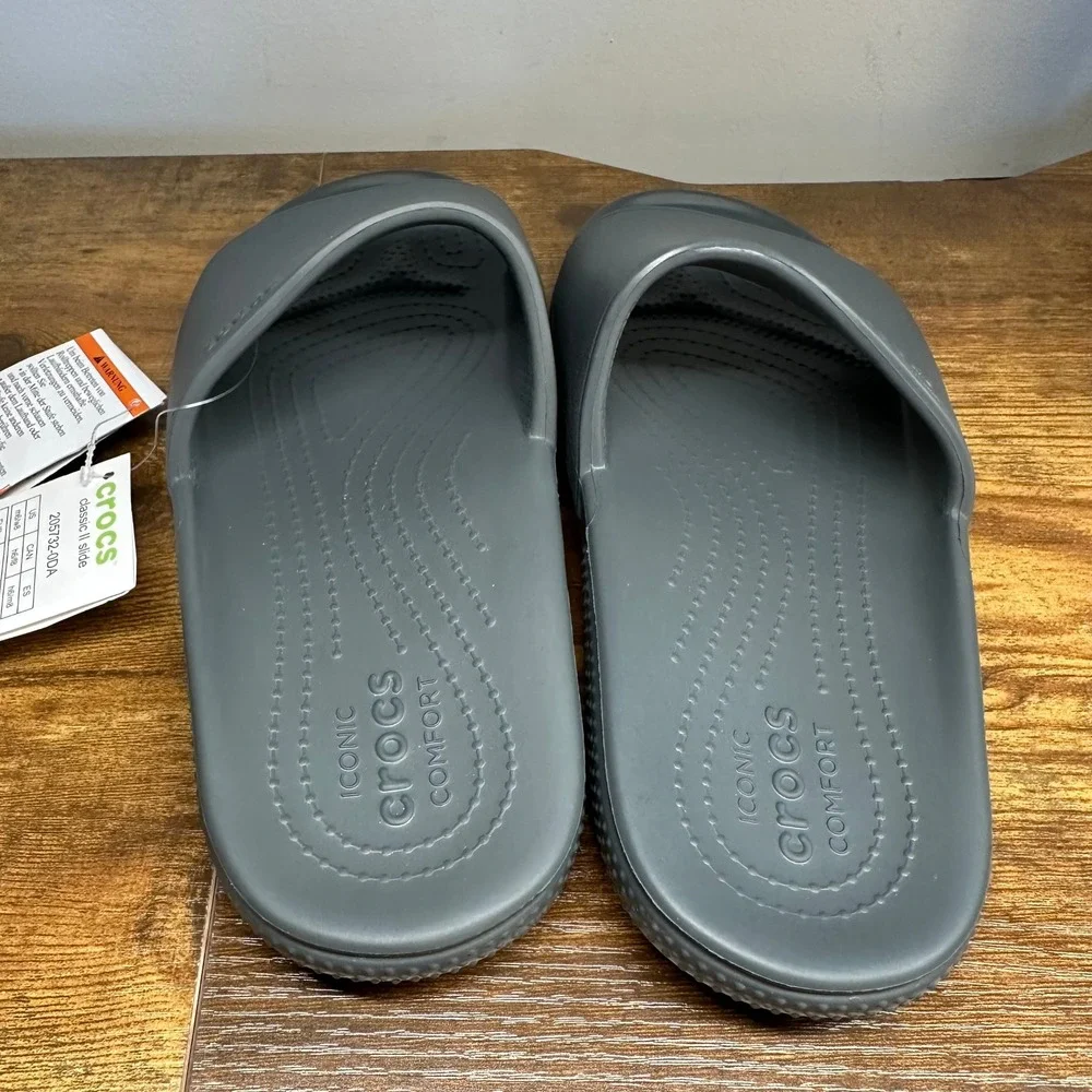 NEW Crocs Classic II Slide Sandals Slate Grey Women 8 Men 6‎ 205732-0DA